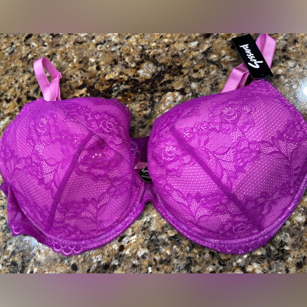 Gossard Superboost Lace Bra 42G NWT Orchid Pink Plunge Bra